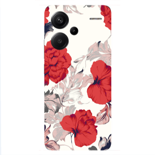 Xiaomi Redmi Note 13 Pro+ 5G  Red Flowers Transparent Silicone TPU Θήκη