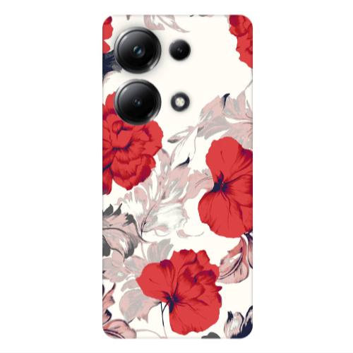 Xiaomi Poco M6 Pro 4G Red Flowers Transparent Silicone TPU Θήκη