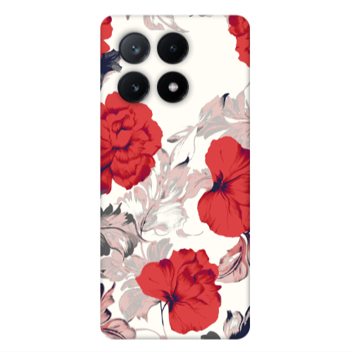Xiaomi Poco X6Pro 5G Red Flowers Transparent Silicone TPU Θήκη