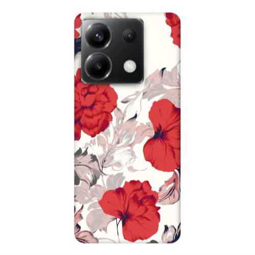 Xiaomi Poco X6 5G Red Flowers Transparent Silicone TPU Θήκη