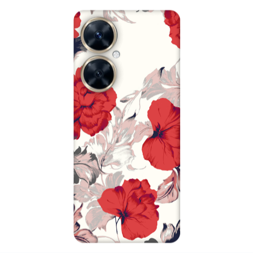 Huawei Nova 11i Red Flowers Transparent Silicone TPU Θήκη