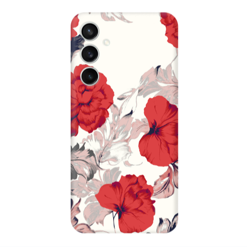 Samsung S24 Red Flowers Transparent Silicone TPU Θήκη