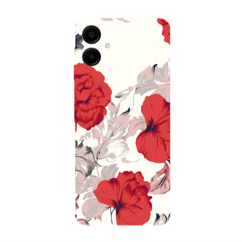 Samsung A06 Red Flowers Transparent Silicone TPU Θήκη