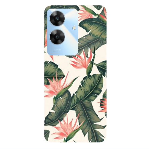 Realme Note 60 Green Laves Transparent Silicone TPU Θήκη