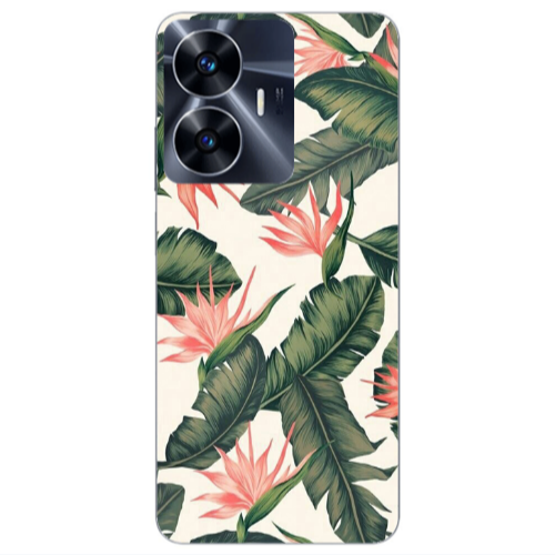 Realme Note 50 Green Laves Transparent Silicone TPU Θήκη