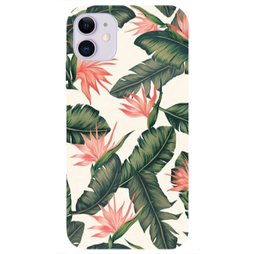 Apple iPhone 11  Green Laves Transparent Silicone TPU Θήκη
