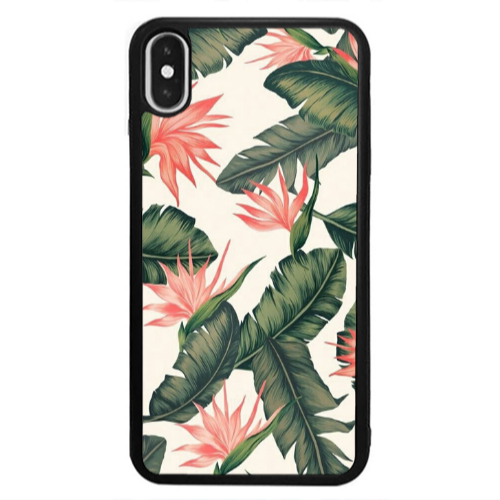 Apple iPhone X Green Laves Black Glossy Θήκη