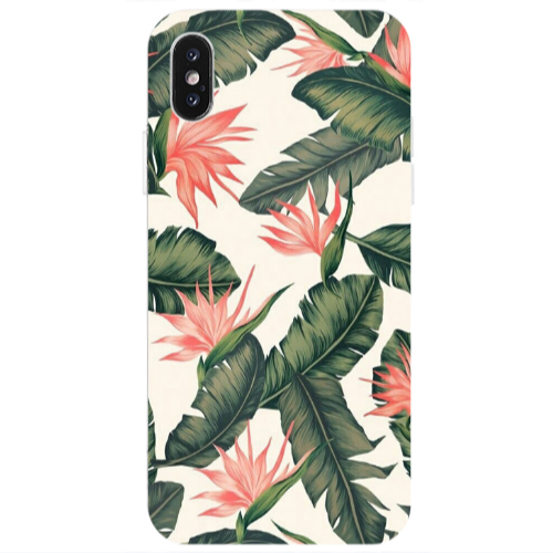 Apple iPhone Xs Green Laves Transparent Silicone TPU Θήκη