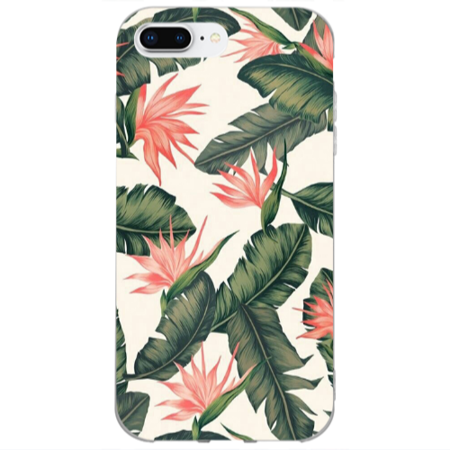 Apple iPhone 7 Plus Green Laves Transparent Silicone TPU Θήκη
