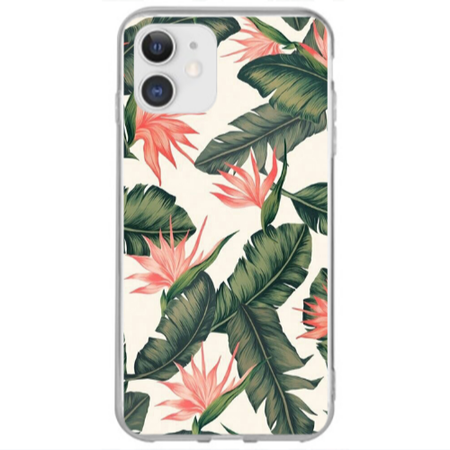 Apple iPhone 12 Mini Green Laves Transparent Silicone TPU Θήκη