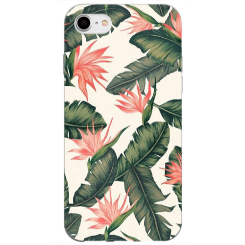 Apple iPhone SE 2020 Green Laves Transparent Silicone TPU Θήκη