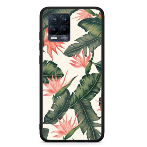 Realme 8  Green Laves Black Glossy Θήκη