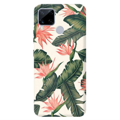 Realme C25S Green Laves Transparent Silicone TPU Θήκη