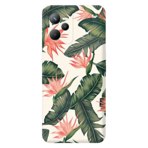 Realme C35 Green Laves Transparent Silicone TPU Θήκη