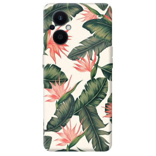 Oppo Reno 7 Lite Green Laves Transparent Silicone TPU Θήκη