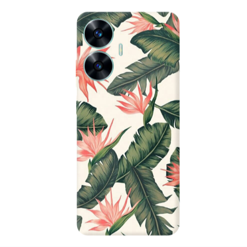Realme C55 Green Laves Transparent Silicone TPU Θήκη