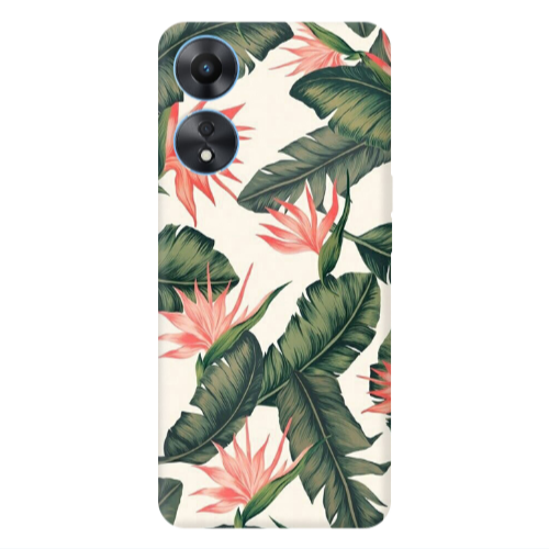 Oppo A 98 Green Laves Transparent Silicone TPU Θήκη