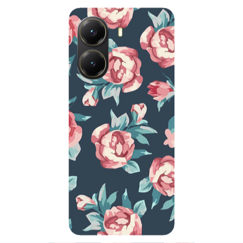 Xiaomi Poco X7 Pro Purple roses Transparent Silicone TPU Θήκη