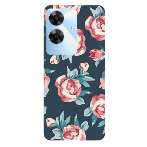 Realme Note 60 Purple roses Transparent Silicone TPU Θήκη