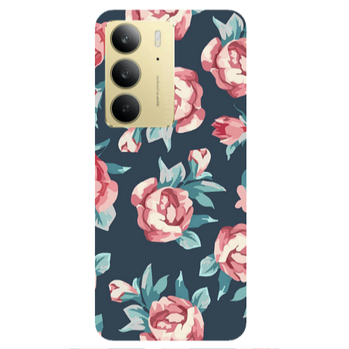 Realme C 75 Purple roses Transparent Silicone TPU Θήκη