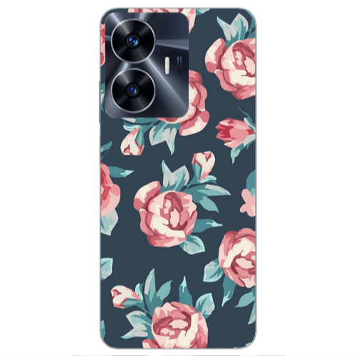 Realme Note 50 Purple roses Transparent Silicone TPU Θήκη