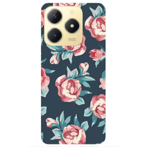 Realme C61 Purple roses Transparent Silicone TPU Θήκη