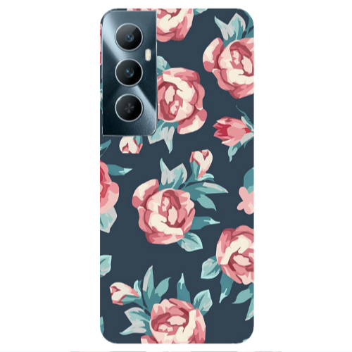 Realme C65 Purple roses Transparent Silicone TPU Θήκη