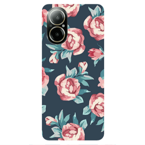Realme C67 Purple roses Transparent Silicone TPU Θήκη