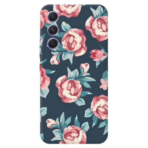 Samsung A56 Purple roses Transparent Silicone TPU Θήκη