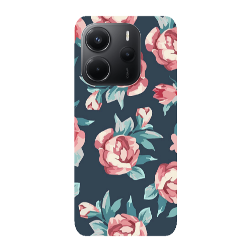 Xiaomi Redmi Note 14 Purple roses Transparent Silicone TPU Θήκη