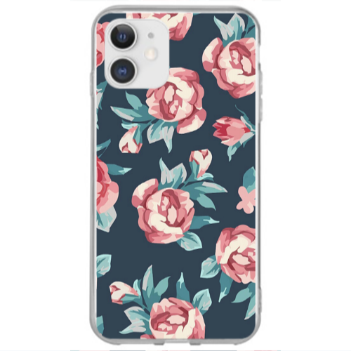Apple iPhone 12 Purple roses Transparent Silicone TPU Θήκη