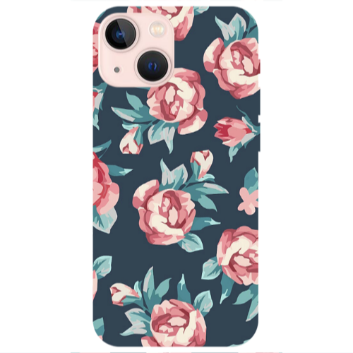 Apple iPhone 13 Purple roses Transparent Silicone TPU Θήκη