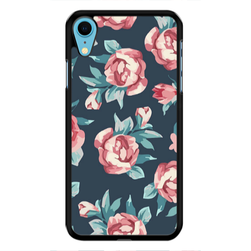 Apple iPhone Xr Purple roses Black Glossy Θήκη