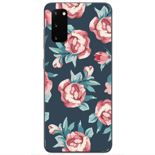 Samsung S20 Purple roses Transparent Silicone TPU Θήκη