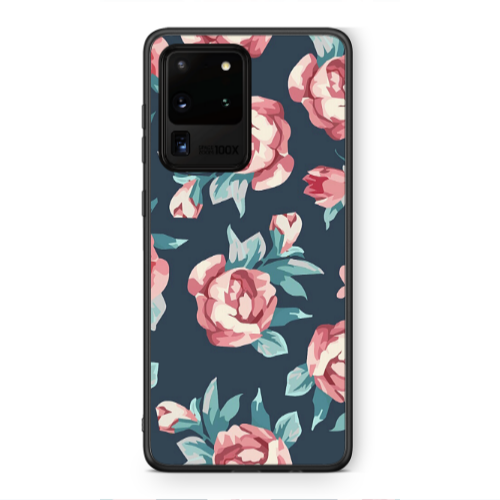 Samsung S20 Ultra Purple roses Black Glossy Θήκη