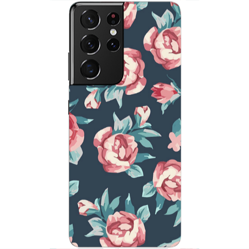 Samsung S21 Ultra Purple roses Transparent Silicone TPU Θήκη