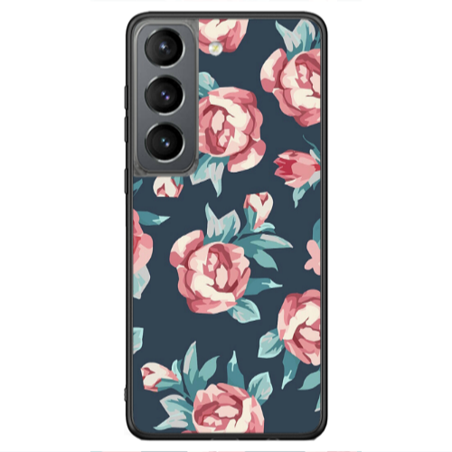 Samsung S21 Ultra Purple roses Black Glossy Θήκη