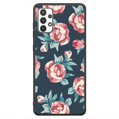 Samsung A13 4G Purple roses Black Glossy Θήκη