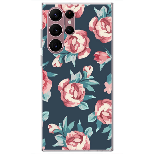 Samsung S22 Ultra Purple roses Transparent Silicone TPU Θήκη