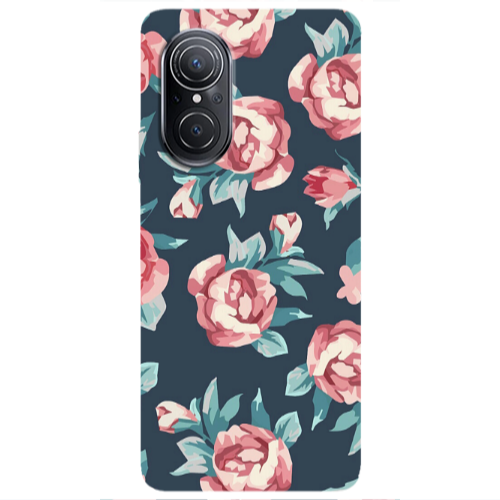 Huawei Nova 9 SE Purple roses Transparent Silicone TPU Θήκη