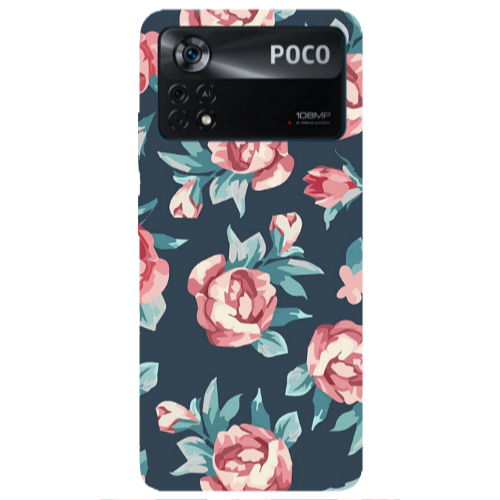 Xiaomi Poco X4 Pro Purple roses Transparent Silicone TPU Θήκη