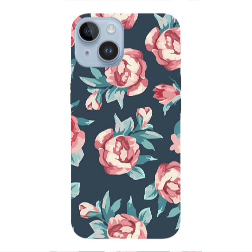 Apple iPhone 14 Plus Purple roses Transparent Silicone TPU Θήκη