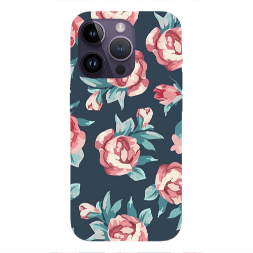 Apple iPhone 14 Pro  Purple roses Transparent Silicone TPU Θήκη