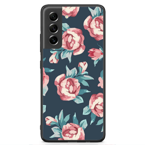 Samsung S21 FE Purple roses Black Glossy Θήκη