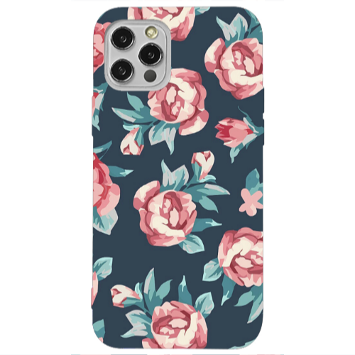 Apple iPhone 12 Pro Purple roses Transparent Silicone TPU Θήκη