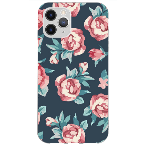 Apple iPhone 12 Pro Max Purple roses Transparent Silicone TPU Θήκη