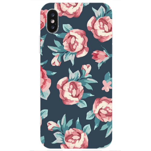 Apple iPhone Xs Purple roses Transparent Silicone TPU Θήκη