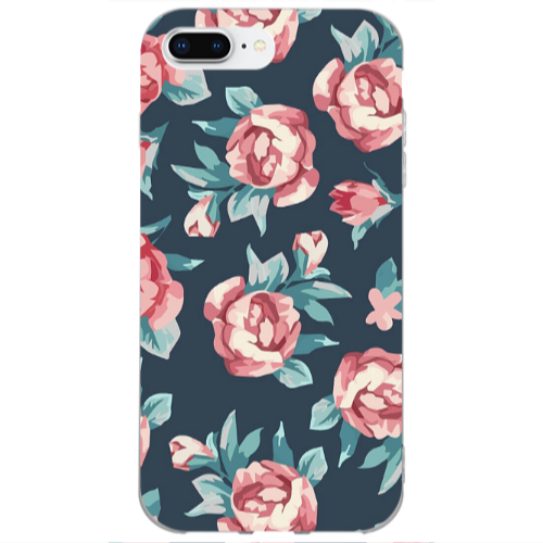 Apple iPhone 7 Plus Purple roses Transparent Silicone TPU Θήκη