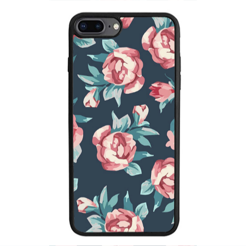 Apple iPhone 7 Plus Purple roses Black Glossy Θήκη