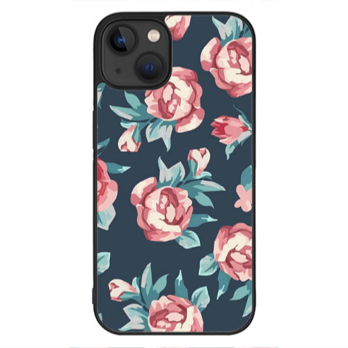 Apple iPhone 13 Mini Purple roses Black Glossy Θήκη